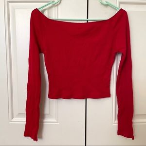 Brandy Melville Red Off the Shoulder Top